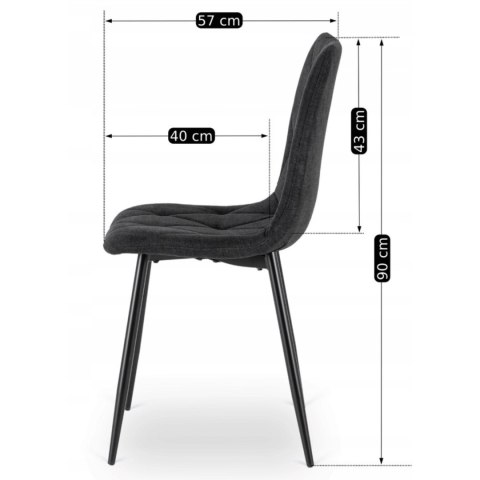 Krzesło Tapicerowane do Salonu ROBIN 2 Czarne Nowoczesne Loft