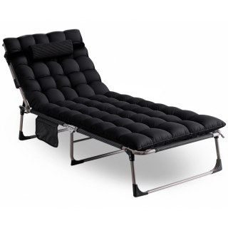 Leżak Ogrodowy Łóżko Polowe VENUS Czarne