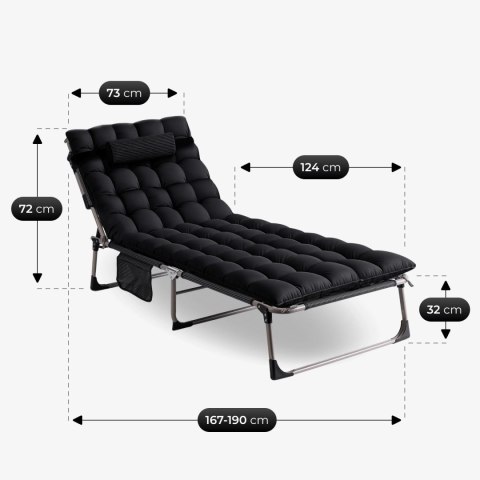 Leżak Ogrodowy Łóżko Polowe VENUS Czarne