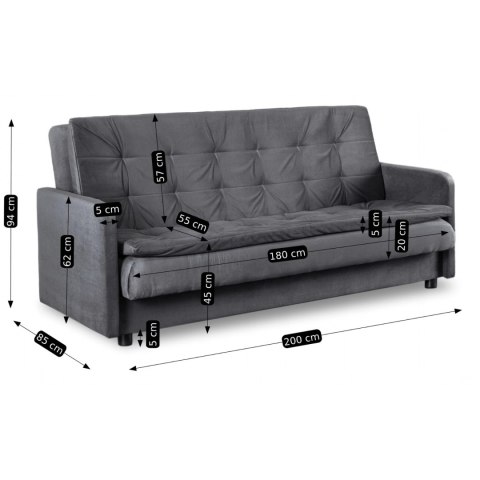 Sofa Rozkładana STELLA Szara