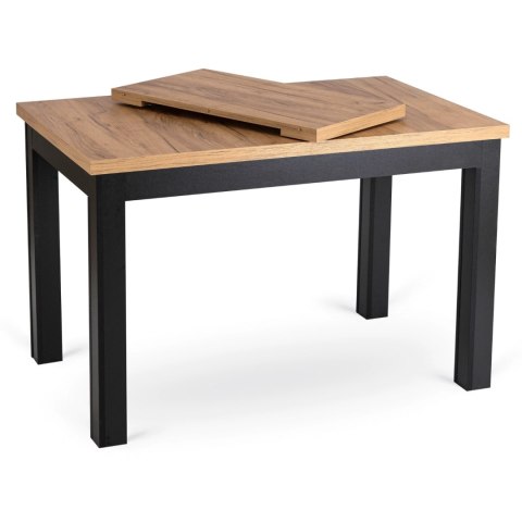 Stół SKUBI Rozkładany 120-160 cm Dąb Craft/Czarny