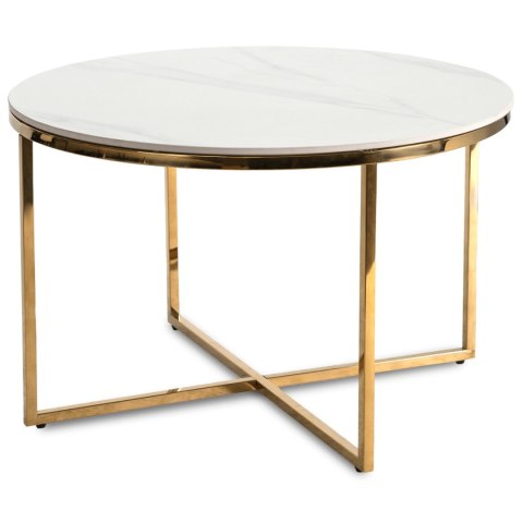 Stolik Ceramiczny MARINE Biały Marmur/Złoty