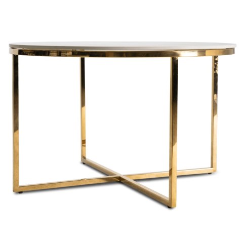 Stolik Ceramiczny MARINE Biały Marmur/Złoty