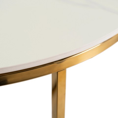 Stolik Ceramiczny MARINE Biały Marmur/Złoty