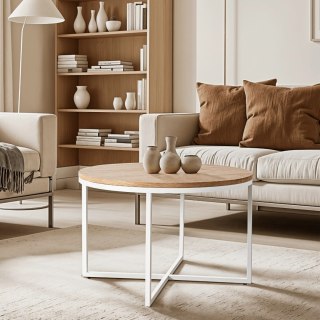 Stolik HANTEL Dąb Złoty/Biały