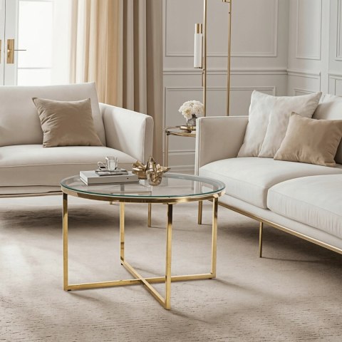 Stolik Szklany FLIP Transparentny/Złoty