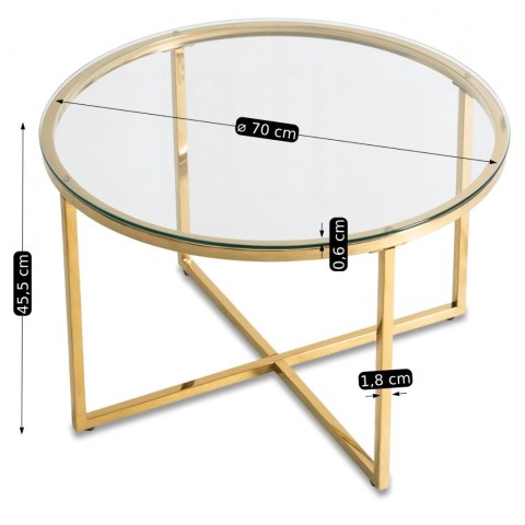 Stolik Szklany FLIP Transparentny/Złoty