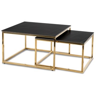 Zestaw Stolików Ceramicznych TENOR Czarny Marmur/ Złoty