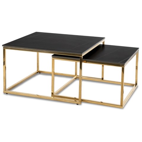 Zestaw Stolików Ceramicznych TENOR Czarny Marmur/ Złoty