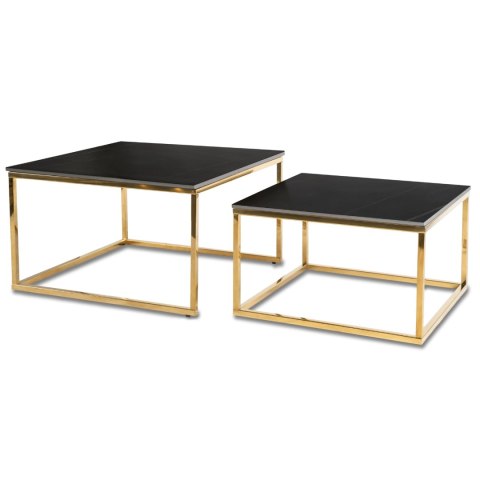 Zestaw Stolików Ceramicznych TENOR Czarny Marmur/ Złoty