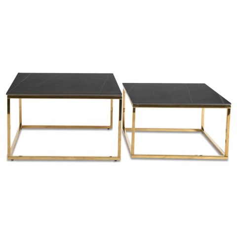 Zestaw Stolików Ceramicznych TENOR Czarny Marmur/ Złoty