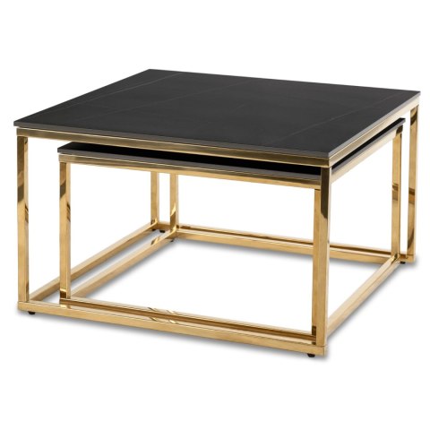 Zestaw Stolików Ceramicznych TENOR Czarny Marmur/ Złoty