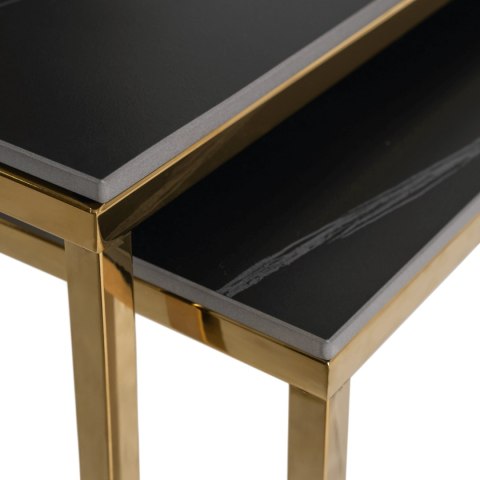 Zestaw Stolików Ceramicznych TENOR Czarny Marmur/ Złoty