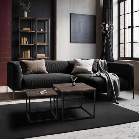 Zestaw Stolików RIS Dąb Rustykalny/Czarny