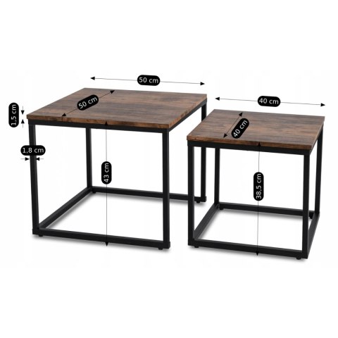 Zestaw Stolików RIS Dąb Rustykalny/Czarny