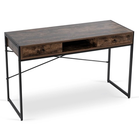 Biurko do Pracy w Domu Czarny Stelaż STEP 123 cm Brązowe/Czarne Nowoczesne