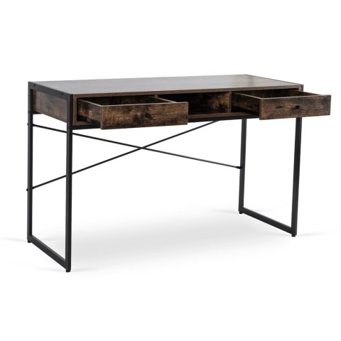 Biurko do Pracy w Domu Czarny Stelaż STEP 123 cm Brązowe/Czarne Nowoczesne