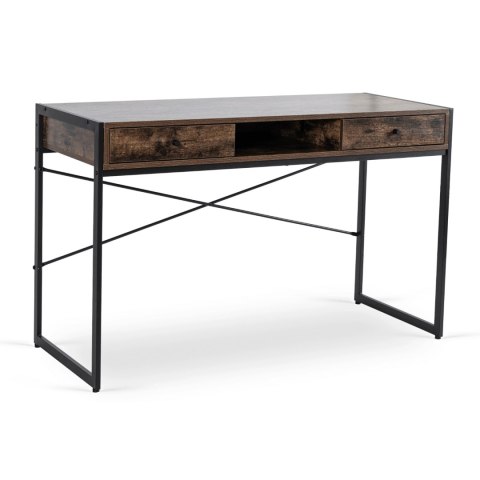 Biurko do Pracy w Domu Czarny Stelaż STEP 123 cm Brązowe/Czarne Nowoczesne