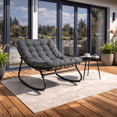 Fotel Bujany Ogrodowy AURORA na Płozach Szary Nowoczesny