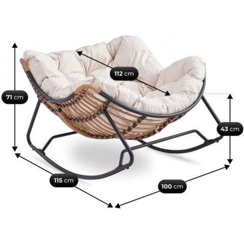 Fotel Bujany Ogrodowy ELTON na Płozach Beżowy Nowoczesny