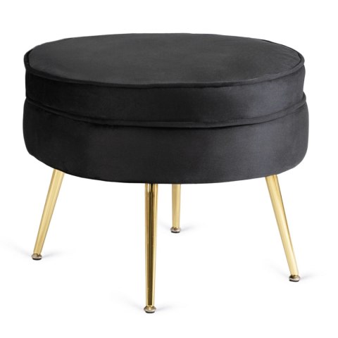 Fotel Wypoczynkowy GRAND z Podnóżkiem Muszelka Czarny Welurowy Glamour