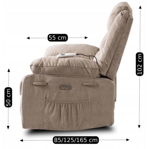 Fotel Masujący Elektrycznie Rozkładany JASPER Beżowy