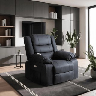 Fotel Masujący Elektrycznie Rozkładany JASPER Czarny Ekoskóra