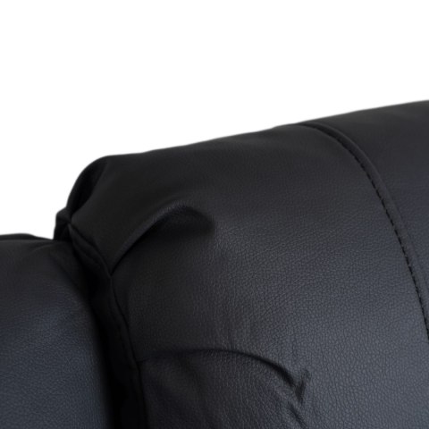 Fotel Masujący JASPER Elektryczny Rozkładany z Podnóżkiem Czarny Ekoskóra Nowoczesny