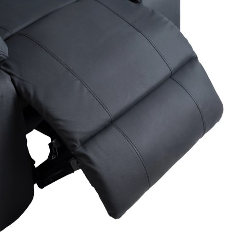 Fotel Masujący JASPER Elektryczny Rozkładany z Podnóżkiem Czarny Ekoskóra Nowoczesny