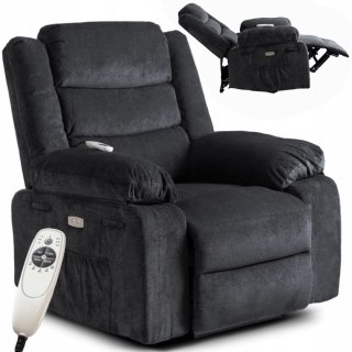 Fotel Masujący Elektrycznie Rozkładany JASPER Czarny