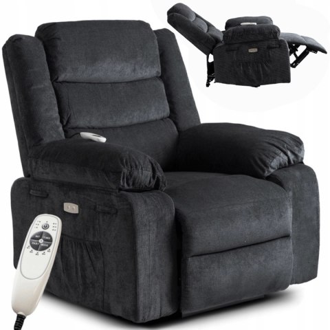 Fotel Masujący Elektrycznie Rozkładany JASPER Czarny