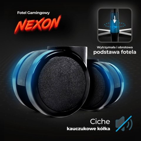 Fotel Gamingowy Obrotowy NEXON Czarny/Biały Nowoczesny