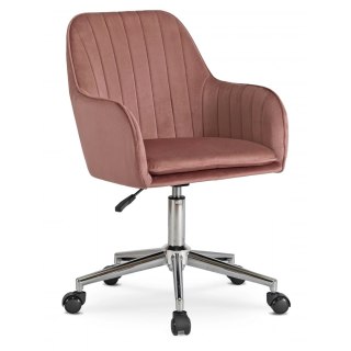 Fotel Obrotowy TOM Różowy Welurowy
