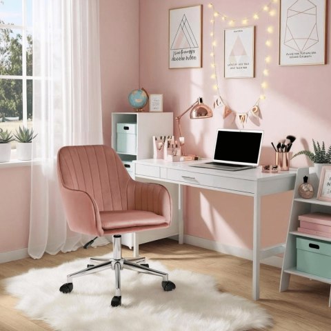 Fotel Obrotowy TOM Różowy Welurowy