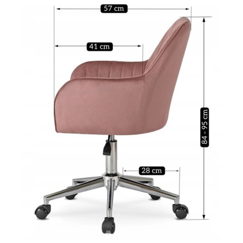 Fotel Obrotowy TOM Różowy Welurowy
