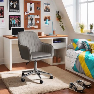 Fotel Obrotowy TOM Szary Welurowy