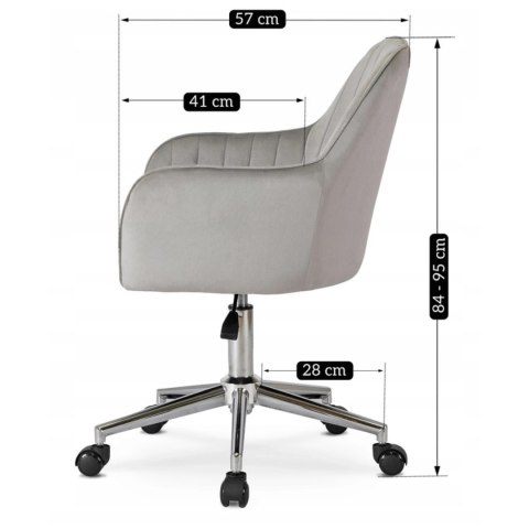 Fotel Obrotowy TOM Szary Welurowy