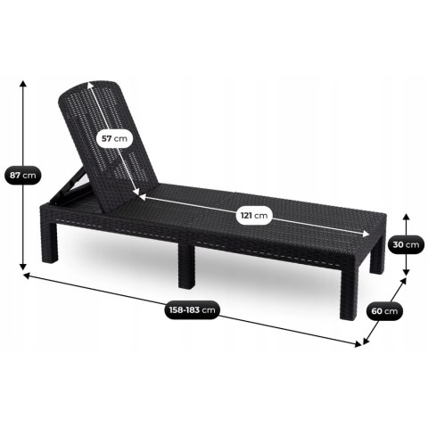 Fotel Ogrodowy Leżak ARIZONA Technorattan Czarny