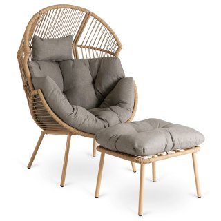 Fotel Ogrodowy Wypoczynkowy z Podnóżkiem PORTLAND Szary