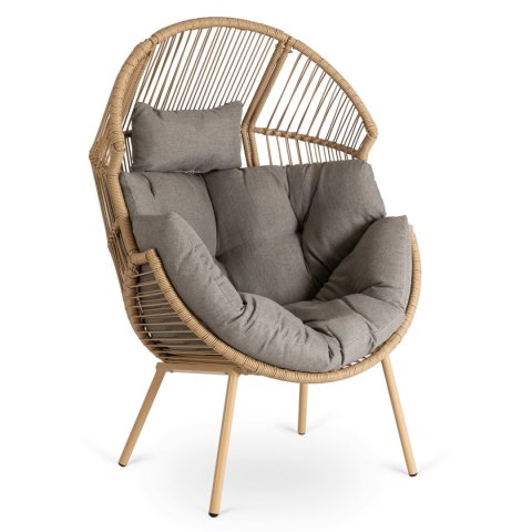 Fotel Ogrodowy Wypoczynkowy z Podnóżkiem PORTLAND Szary