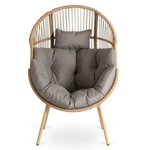 Fotel Ogrodowy Wypoczynkowy z Podnóżkiem PORTLAND Szary