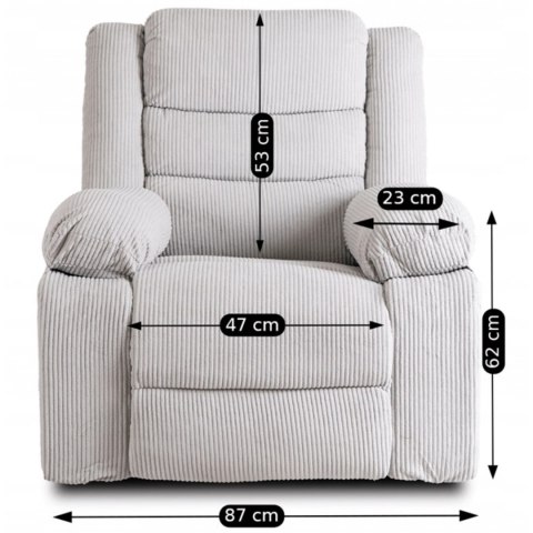 Fotel Rozkładany z Podnóżkiem ARTURO Szary Nowoczesny Sztruksowy