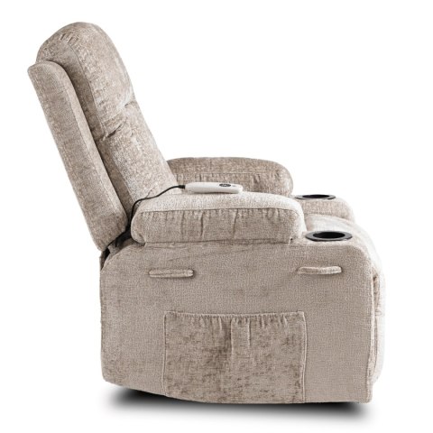 Fotel Rozkładany Masujący BOX Beżowy Welurowy