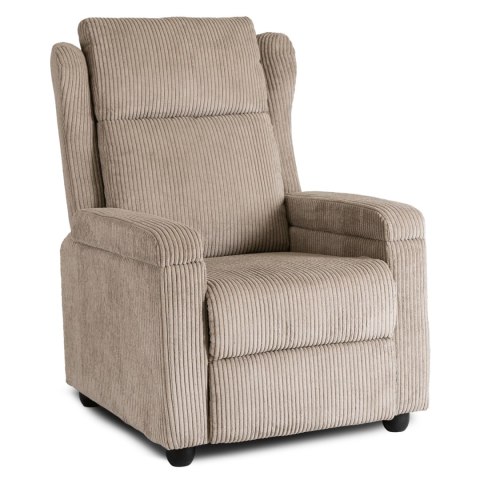 Fotel Rozkładany z Podnóżkiem SPENCER Beżowy Sztruksowy Nowoczesny