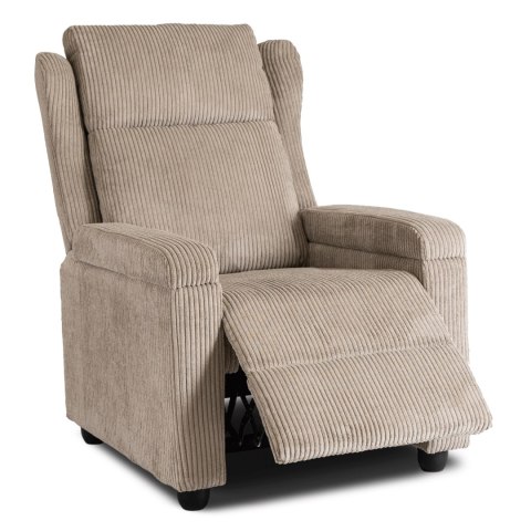 Fotel Rozkładany z Podnóżkiem SPENCER Beżowy Sztruksowy Nowoczesny
