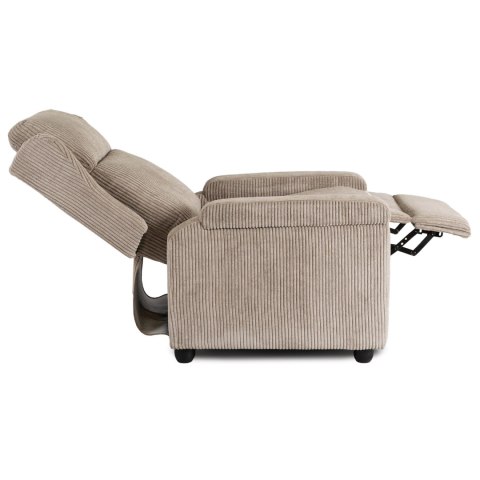 Fotel Rozkładany z Podnóżkiem SPENCER Beżowy Sztruksowy Nowoczesny