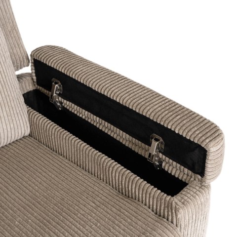 Fotel Rozkładany z Podnóżkiem SPENCER Beżowy Sztruksowy Nowoczesny