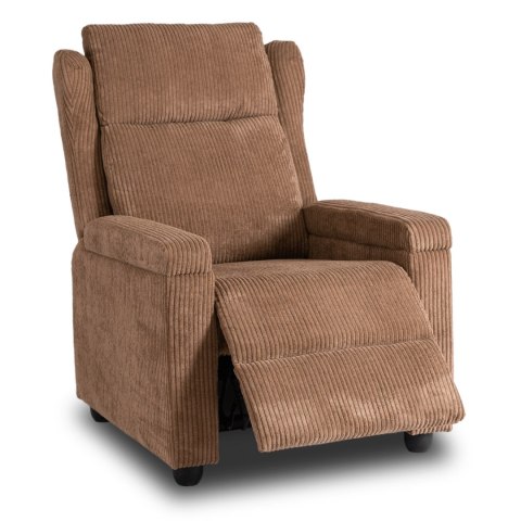 Fotel Rozkładany z Podnóżkiem SPENCER Brązowy Sztruksowy Nowoczesny