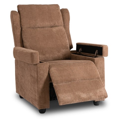 Fotel Rozkładany z Podnóżkiem SPENCER Brązowy Sztruksowy Nowoczesny