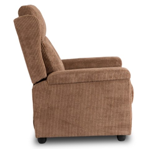Fotel Rozkładany z Podnóżkiem SPENCER Brązowy Sztruksowy Nowoczesny